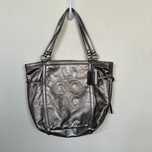 Metallic Coach Tote